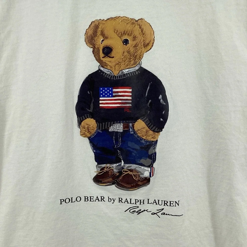 Youth Polo‎ Ralph Lauren Short Sleeved Polo Bear Cotton Tee. White Medium 10/12